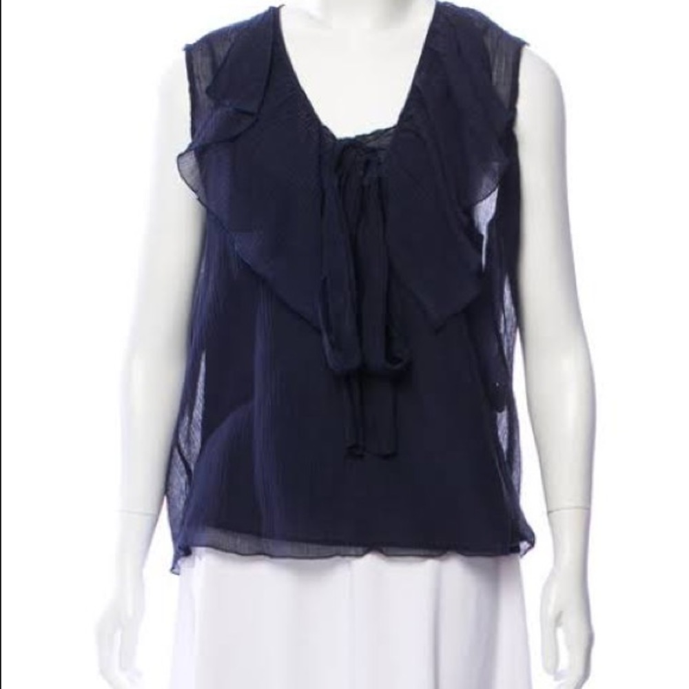 Chloe - 2 Piece Navy Blue Sleeveless Blouse - Picture 3 of 5